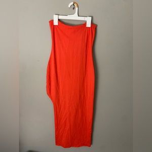 Future Collective One Shoulder Slit Red Dress